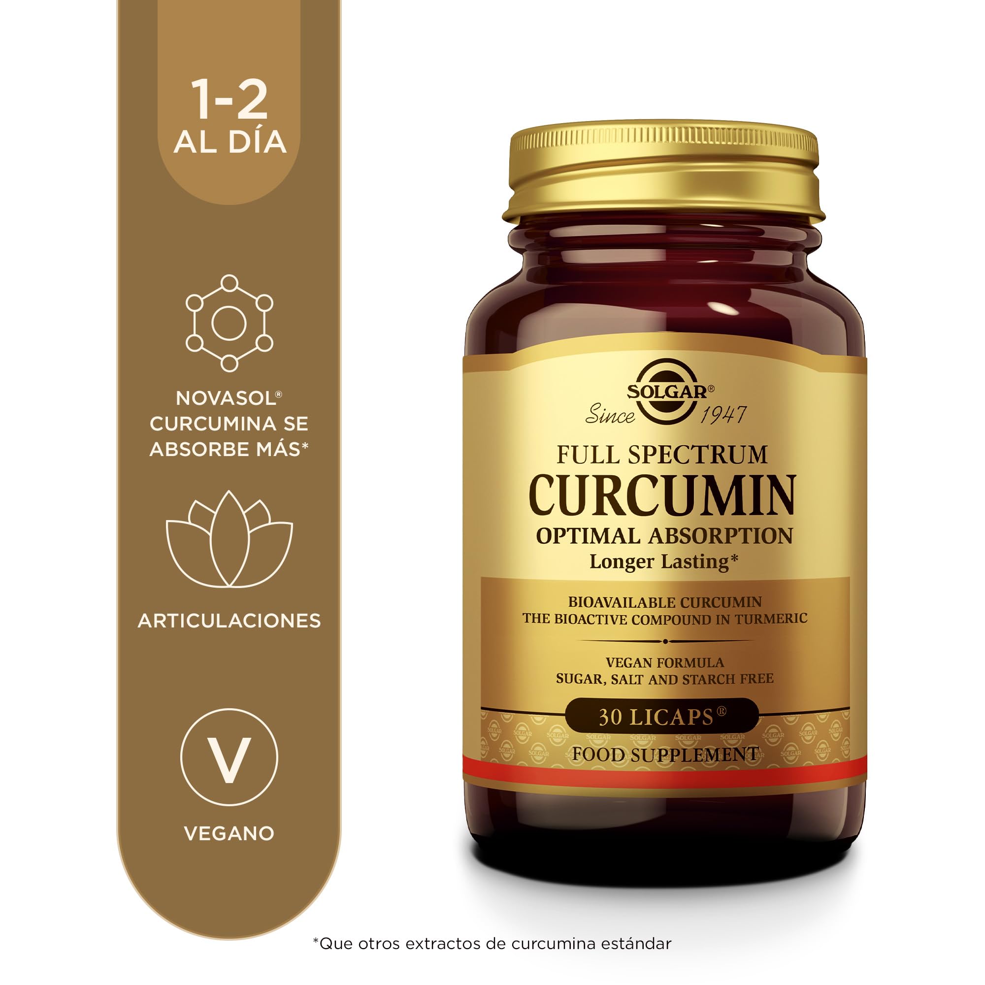 Solgar | Full Spectrum Cúrcuma | Alta Absorción y Biodisponibilidad | Apoyo Articulaciones y Movilidad, Antioxidante Natural, Bienestar Digestivo y Defensas | 30 Cápsulas Blandas