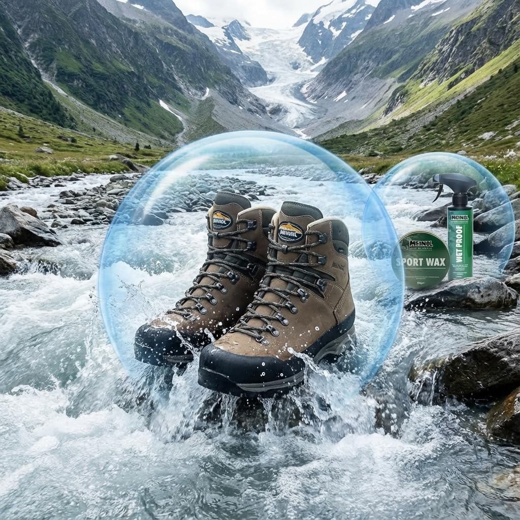 RENNER XXL Meindl Premium-Schuhpflegeset für Stiefel – Sportwax & Imprägnierer – Wet Proof für Leder, Nubuk & Outdoor-Schuhe – Komplettes Pflege-Set