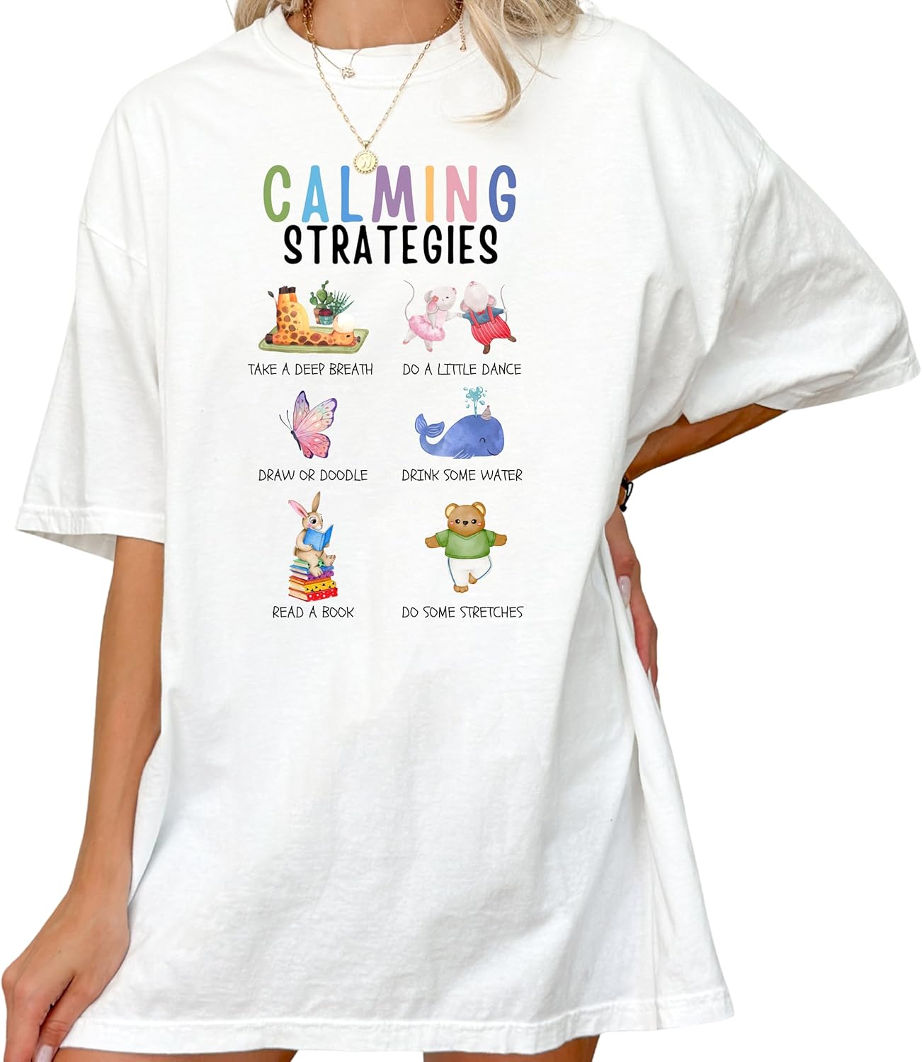 Calming Strategies Neurodiversity Shirt, Autism Awareness Mental Health Shirt, Special Education Teacher Vintage Inclusion Tee White