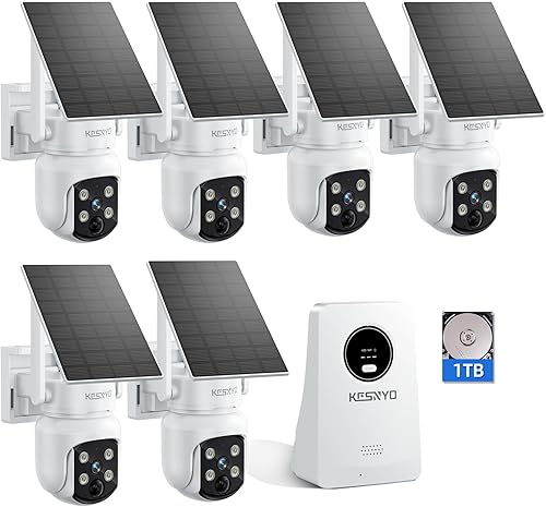 Miniatura 10 de Cámaras de seguridad solares inalámbricas para exteriores, 4MP alimentado por energía solar, kit de 8 cámaras, visión nocturna a color, PTZ de 360°,
