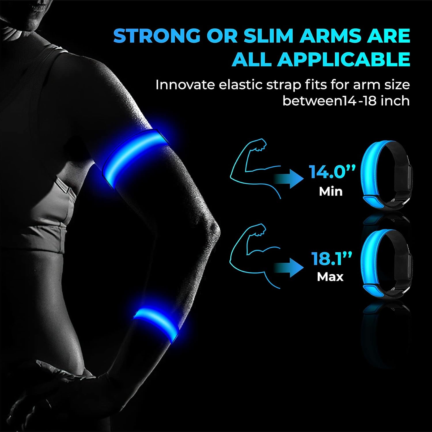 Veeipy 2 Pack Elastic Led Armband,Rechargeable Running Gear,Blue : Sports & Outdoors