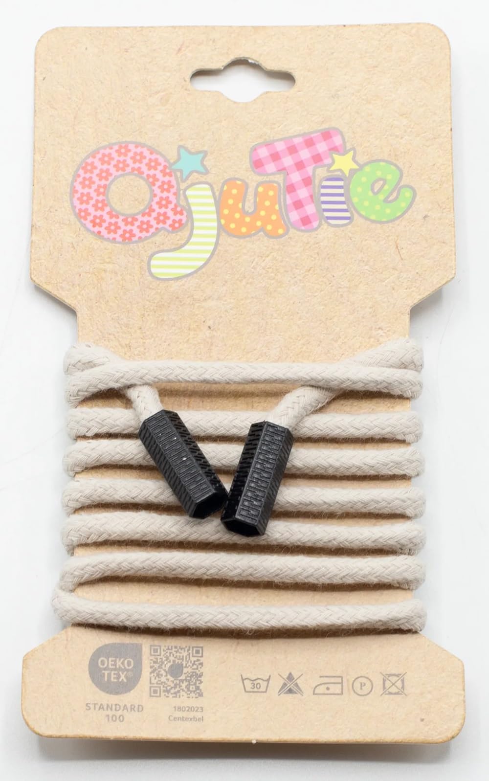 Drawstring 5 mm, assembled with cord ends, 1.15 m long, 2.17 €/m (sand)