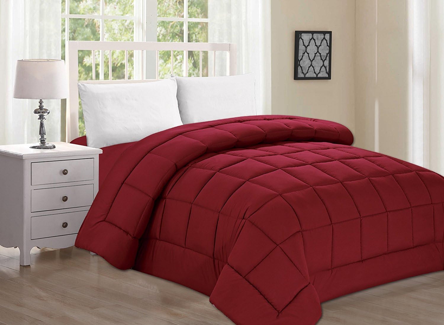 Elegant Comfort Luxury 3-Piece Comforter Set, All Season Cozy Softness! Ultra Plush Down Alternative Double-Filled Comforter Set, Twin/Twin XL, Burgundy