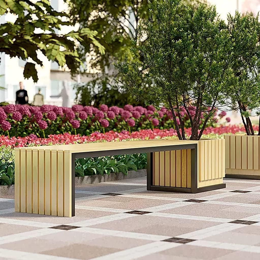 Park Benches Shopping Mall Leisure Chair Outdoor Flower Pot Seat Combination Square Waiting Chair Gazebo Creative Flower Box Public Stool Outdoor Benches(B)