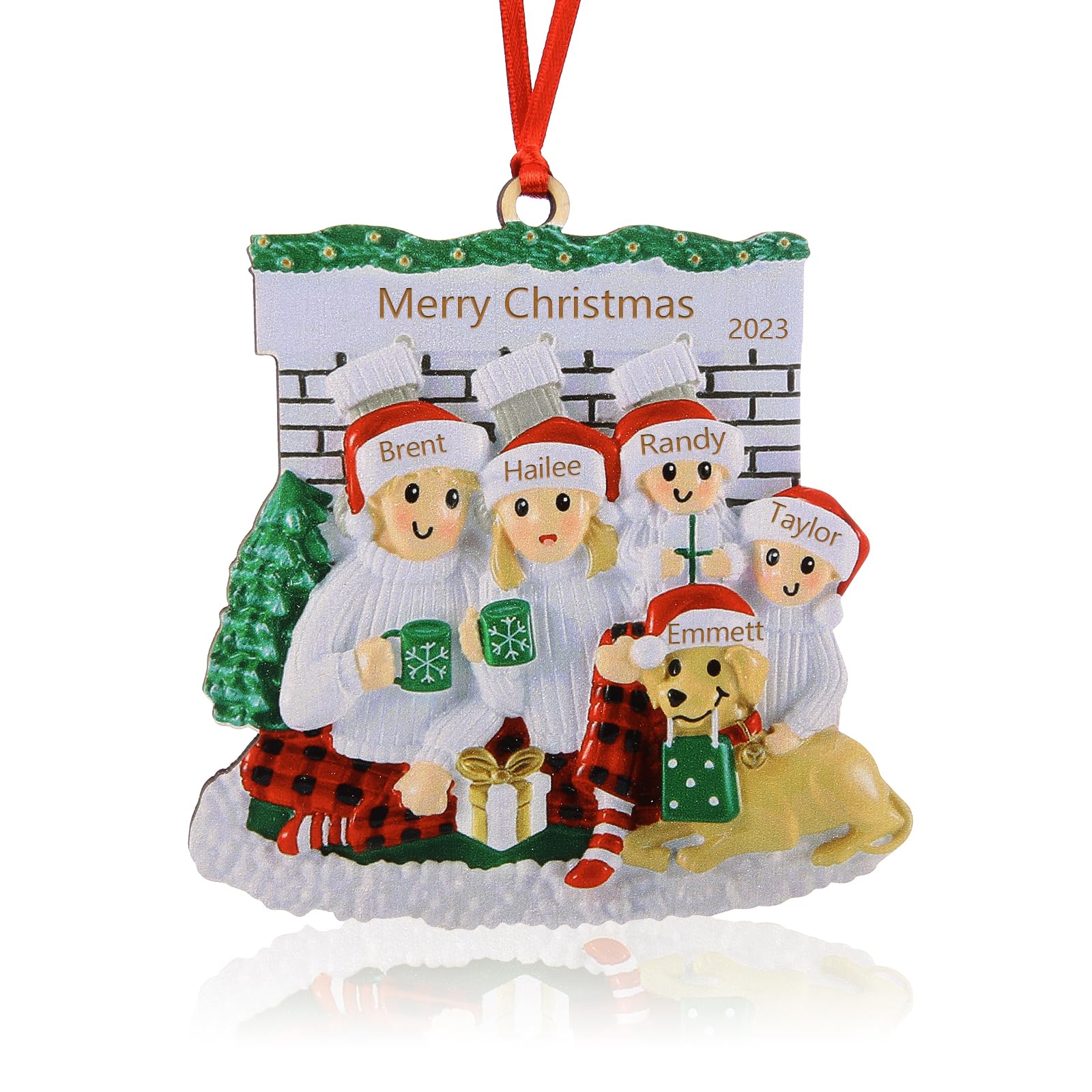 Wamantic Personalised Christmas Decorations, Custom Christmas Ornaments Family of 2-8 Name, Personalised Christmas Tree Ornament Decorations Creative Xmas Ornaments Home Decorations (5-Names, Color-3)