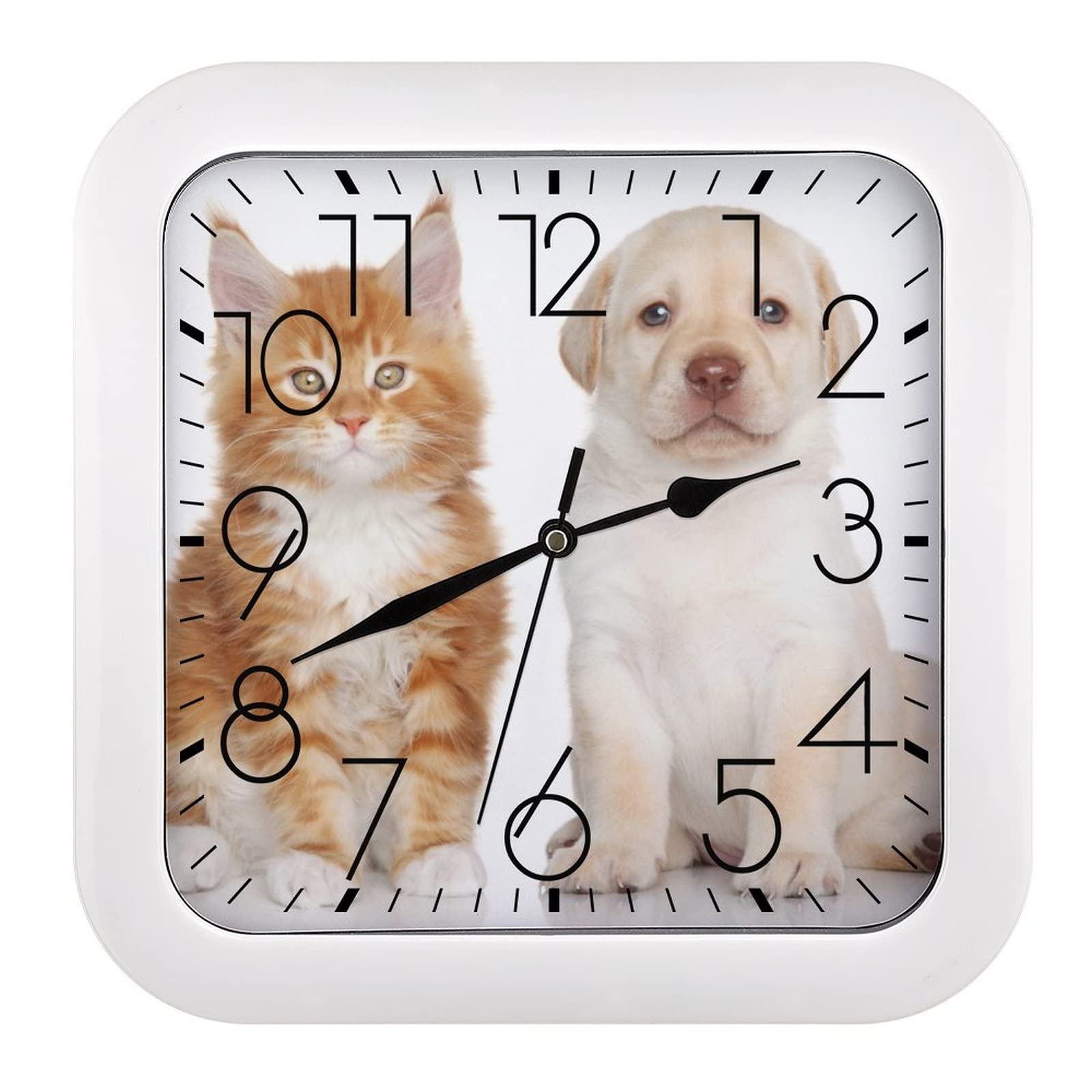 Horloge murale orange carrée 26x26cm pour salon chambre cuisine