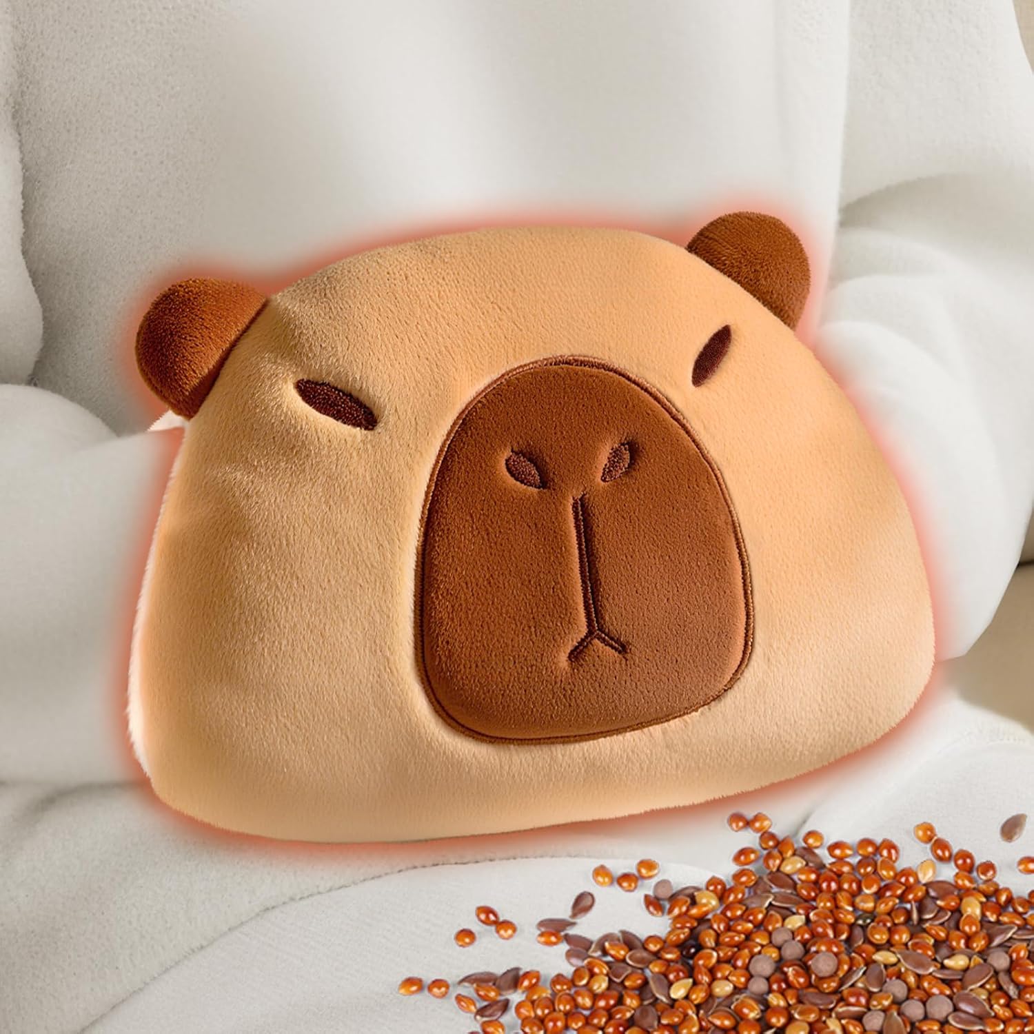 Microwave Hand Warmers, Capybara Plush Pillow, Hand Muffs, Microwavable Heating Pads for Hands, Belly, Shoulders, Multi-Use, Cozy Gifts for Women and Girls– 7.9" x 12.2", 2.2 lbs