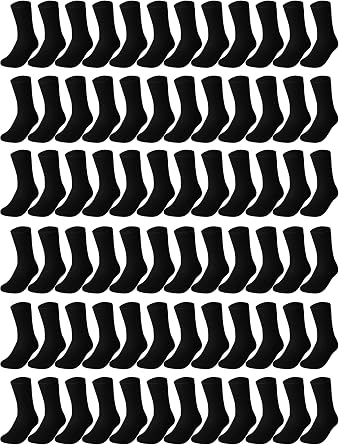 Tigeen 72 Pairs Solid Color Cotton Socks Bulk Pack for Men and Women - Adult Casual Set for Homeless