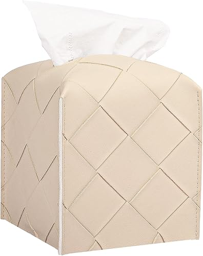 Miniatura 8 de Funda cuadrada de piel sintética para caja de pañuelos, organizador de papel facial, dispensador para encimera de tocador de baño, tocador, mesa,