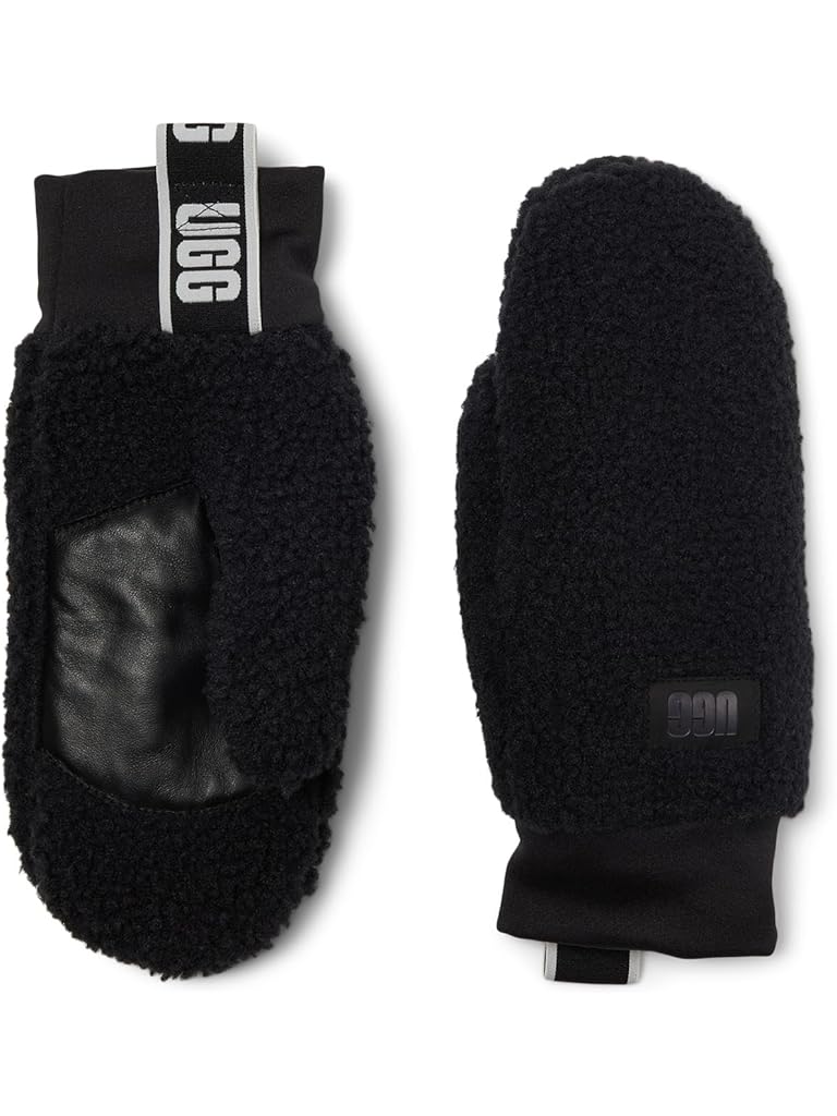 Black UGG Uggfluff Mitten With Logo Tape