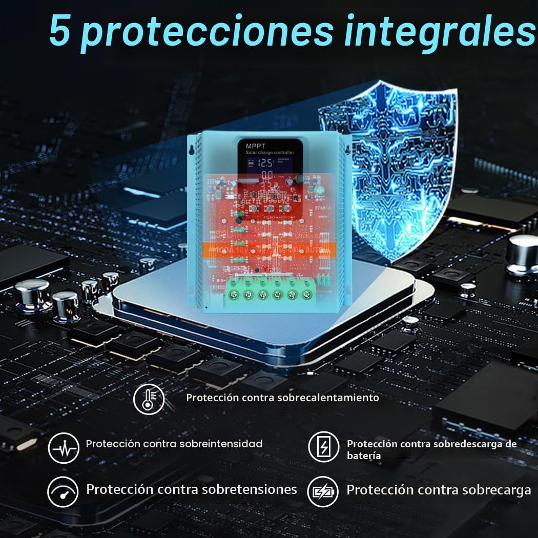 Y&H Regulador de carga solar 100A 12V 24V 36V 48V pantalla LCD regulador inteligente máx 100V entrada dual USB para plomo-ácido/litio