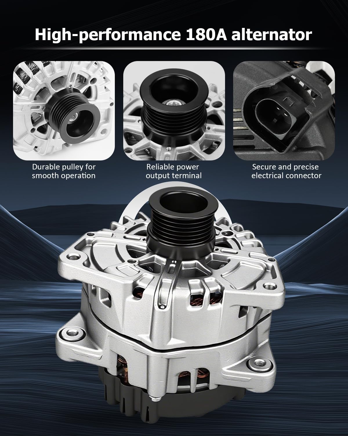 A0009068601 Alternator 180A 12V Compatible with Mer-cedes B-enz E550 2012-2017, ML550 2013-2014, S550 CL550 CLS550 GL450 GL550 SL550 SLK55, 6-Groove Pulley - Replaces 11808N FG18S029 0141540902