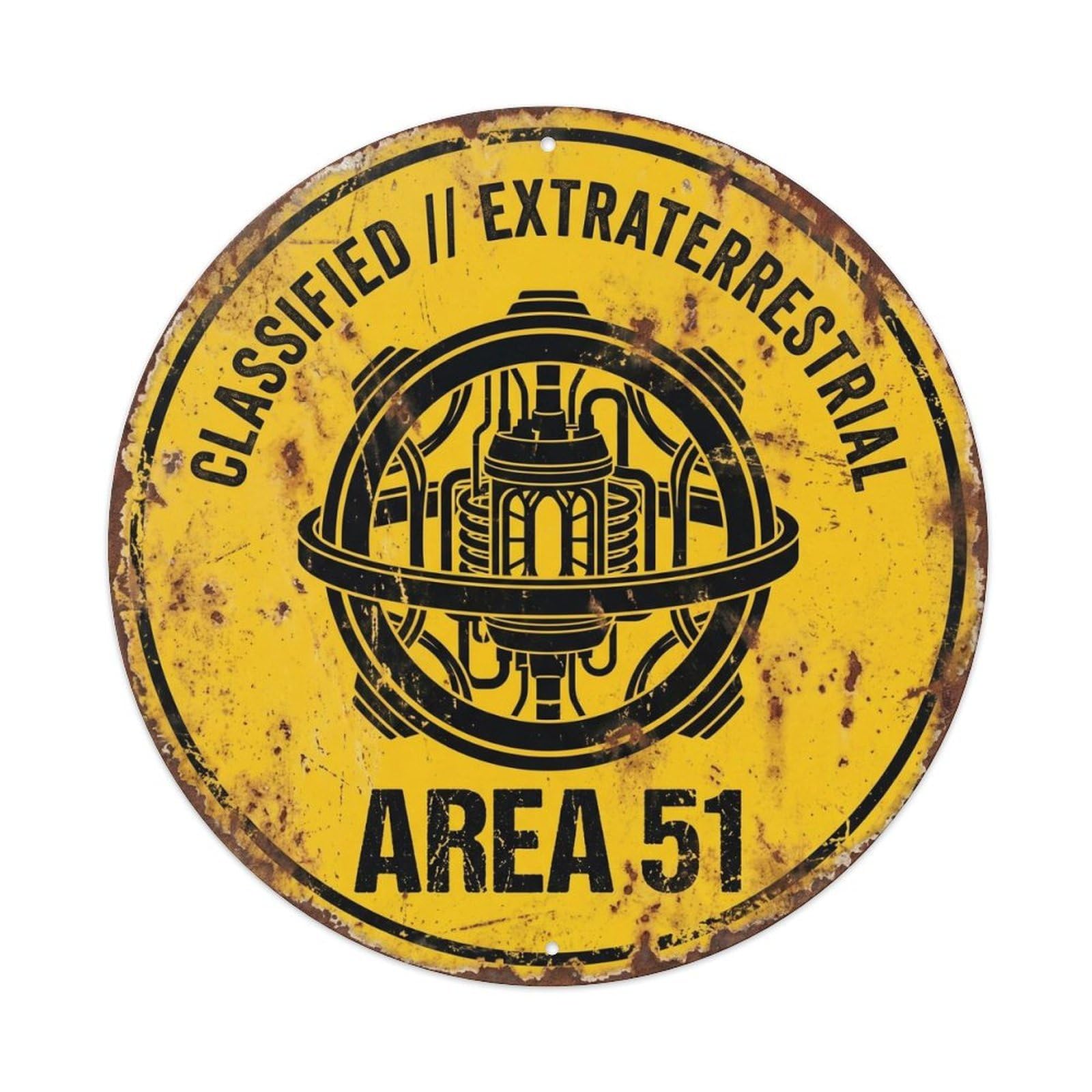 Flying Saucer Area 51 Classified Alien Archive Metal Tin Sign