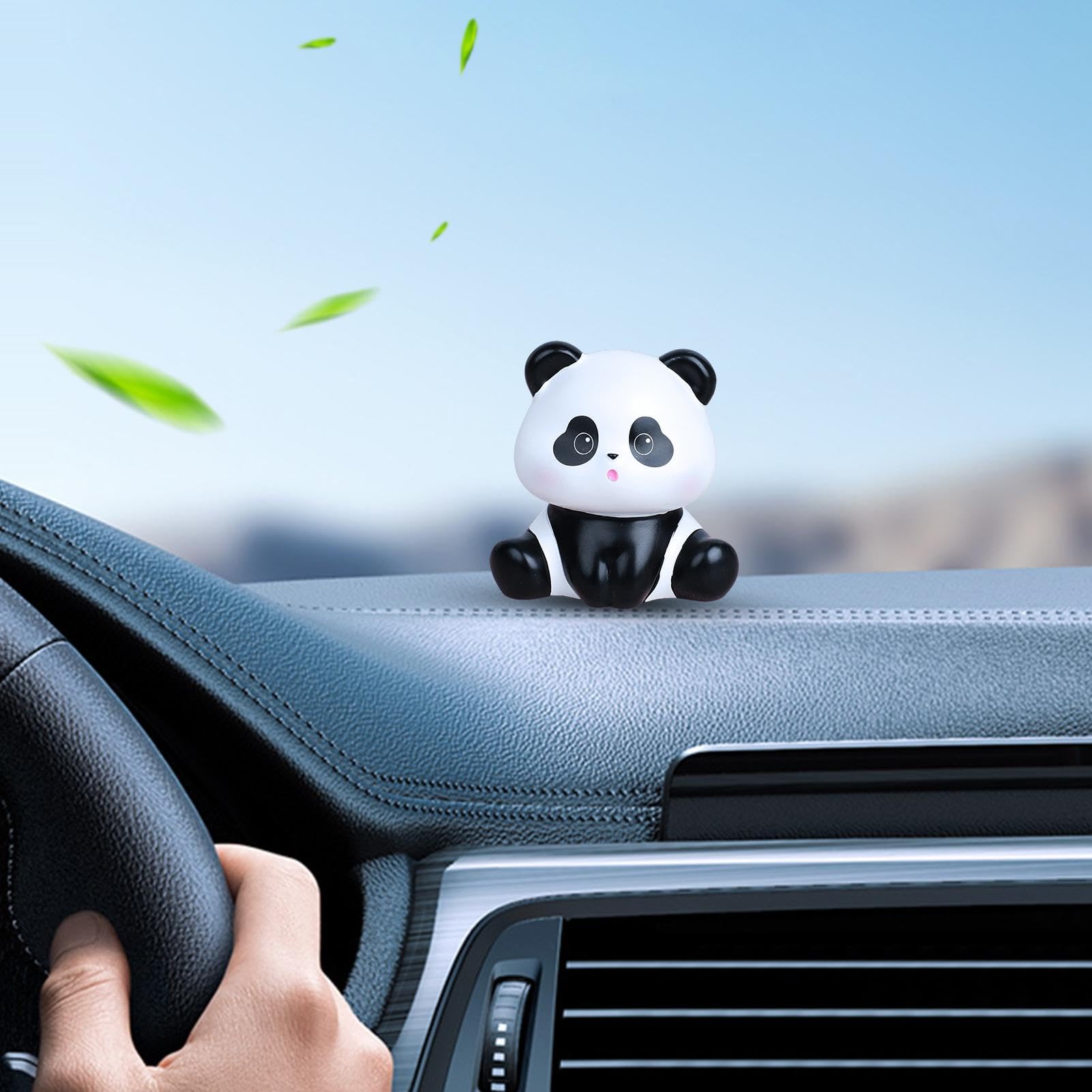 Décoration Tableau De Bord Panda - Ornement Solaire, Tête Oscillante, Matériau ABS, 10 X 7,5 Cm - Pour Voiture, Maison, Bureau, Cadeau Mignon - 5