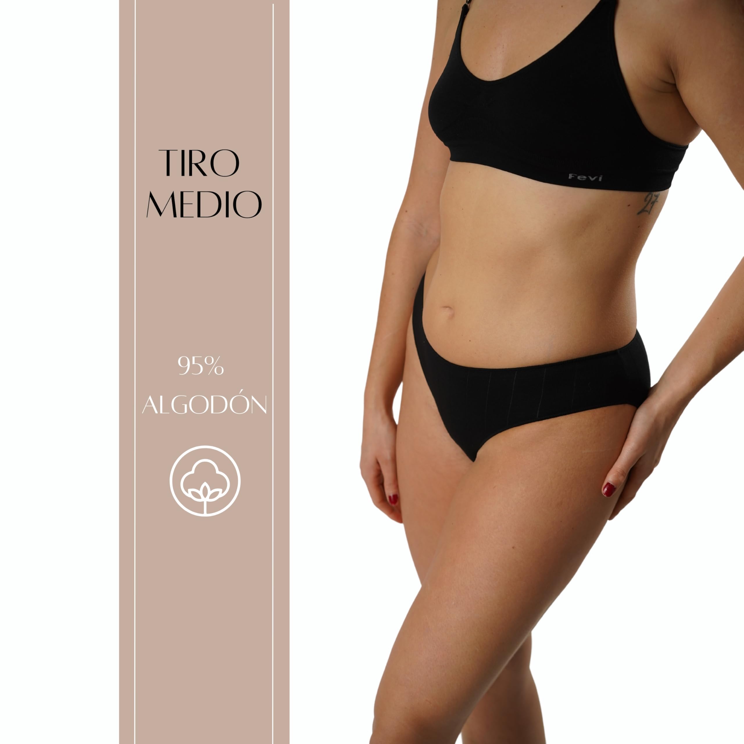 FEVI Pack 12 Braguitas Bikini de Algodón Mujer, Sin Costuras, Ropa Interior Cómoda, Suave y Elástica, Lencería Bragas Bikini Invisible