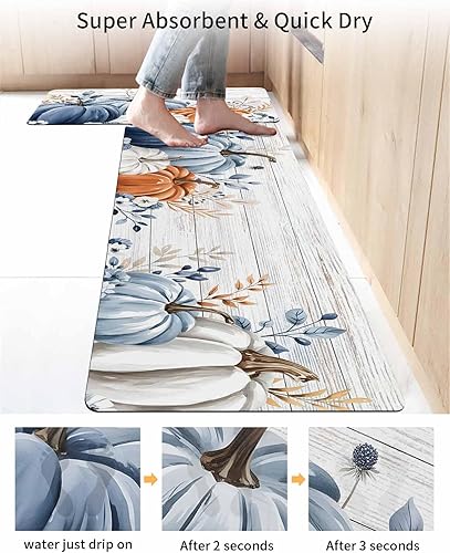 Miniatura 4 de Tapete de baño con diseño de calabazas de granja, antideslizante, de secado rápido y absorbente, de tierra de diatomeas, para fregadero de cocina,