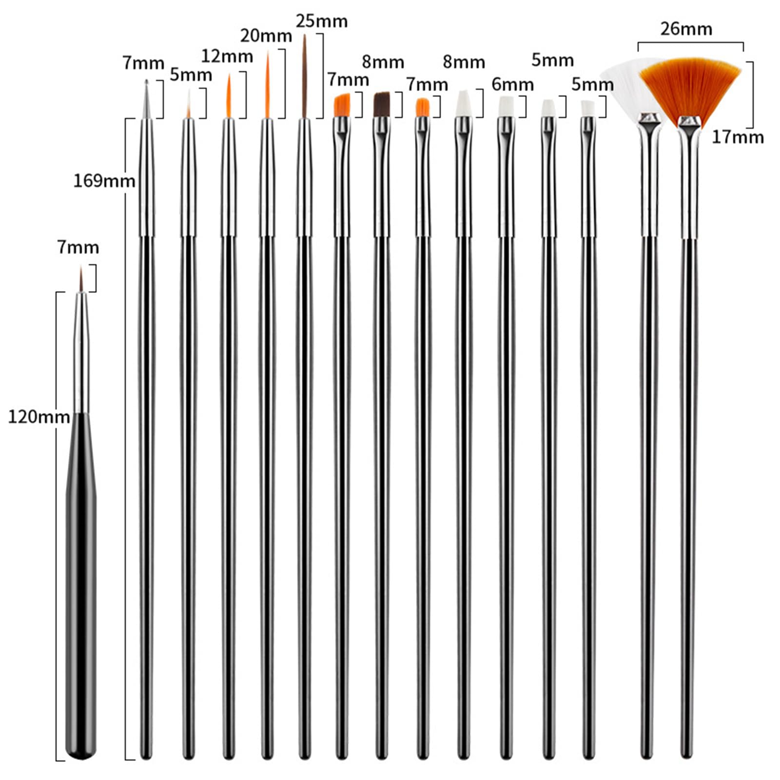 EUDUQ 31 Piece Professional Nail Brush Set, Dual-Ended Nail Brush, Brush for Gel Nails Acrylic Nail Art Pen - Image 2