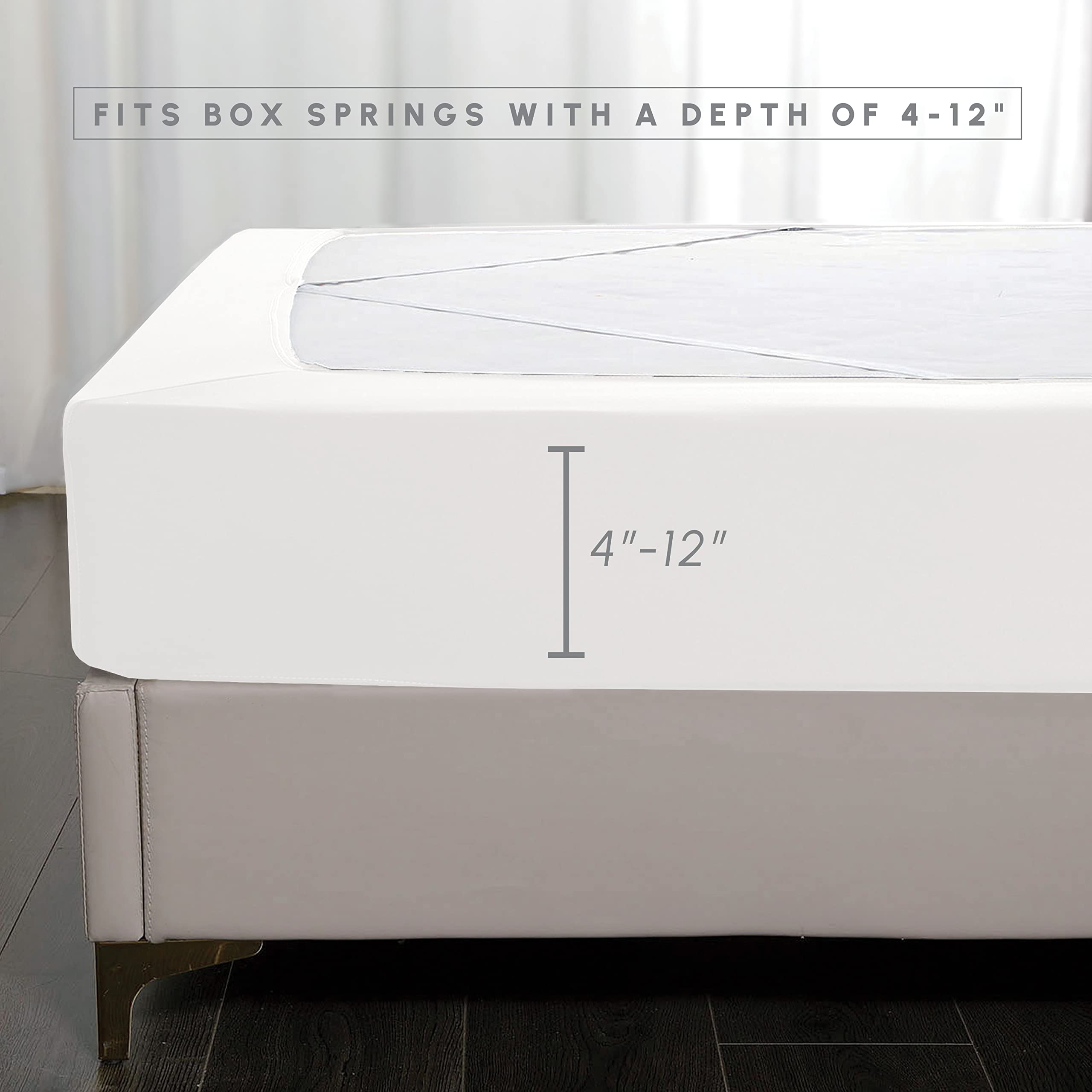 Elegant Comfort Box Spring Cover - Stretchy and Snug Fit Wrap Around 4 Sides Bed Skirt - Jersey Knit, Sleek Alternative for Bed Skirt, Soft and Smooth Fits Box Springs up to 12