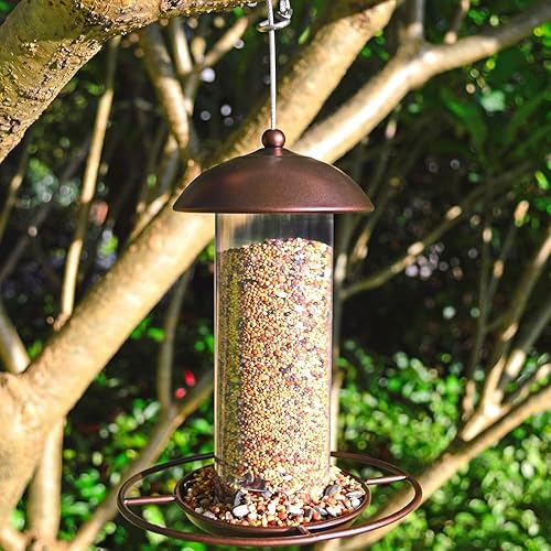 Miniatura 6 de Paquete de 2 comederos anchos de metal para pájaros Comedero colgante para pájaros al aire libre con capacidad de 1.6 libras, cordón de alambre