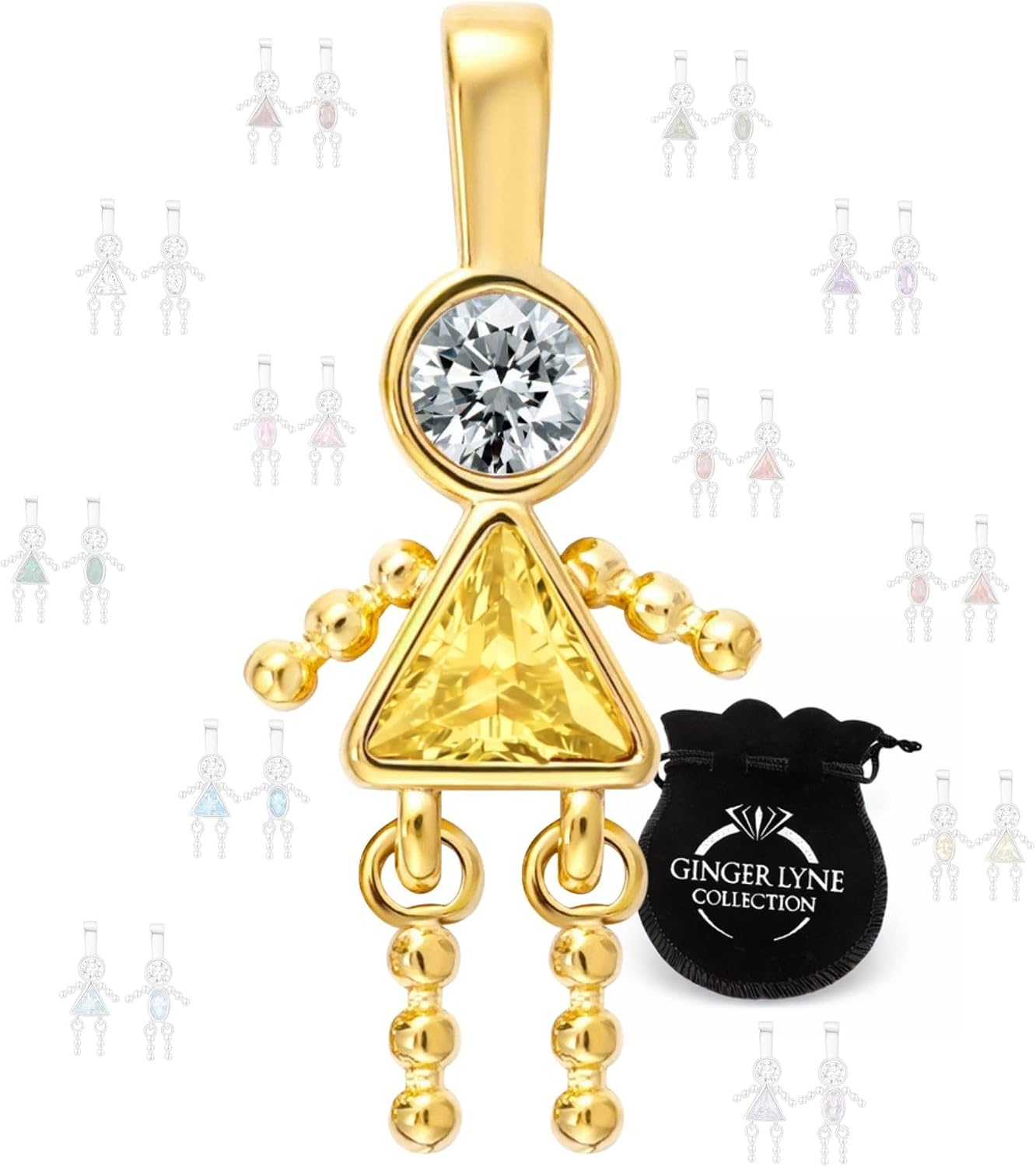Birthstone Family Pendant for Women by Ginger Lyne - Stainless Steel Person Charm for Mom or Grandma’s Necklace - Personalized Family Tree Jewelry Accessory for Grandmothers