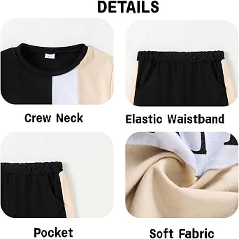 Boys Clothes Summer Striped Short Sleeve Letter Print T-Shirt + Shorts 2 Pieces Set, Sizes 7-14 Years