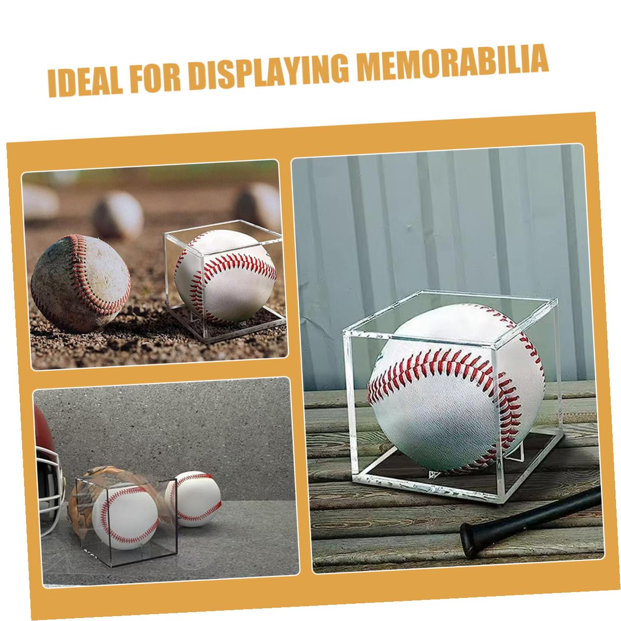 Gatuida Vitrinas de Acrílico Transparentes con Soporte Estable para Exhibir Béisbol y Balones Firmadas, Caja Cuadrada de 3 Piezas para Colección y Almacenamiento