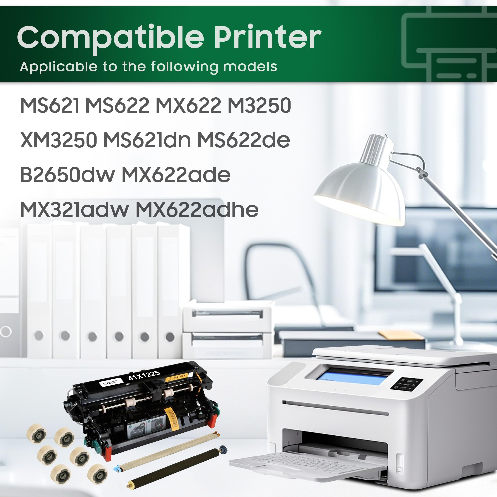 41X1225 Maintenance Kit Remanufactured 41X1225 Fuser Kit Replacement for Lexmark MS621 MS622 MX622 Printer, 41X1225 Fuser Unit (110V, 200,000 Pages)