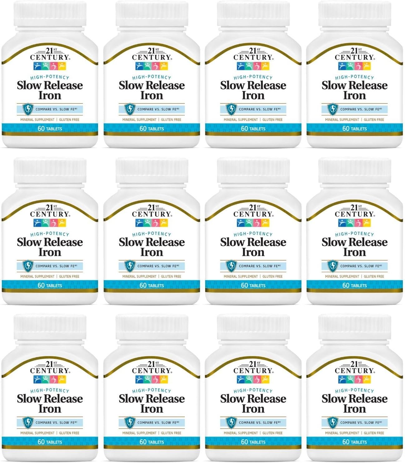 21st Century Slow Release Iron Tablets 60 ea (Pack of 12) - Packaging May Vary