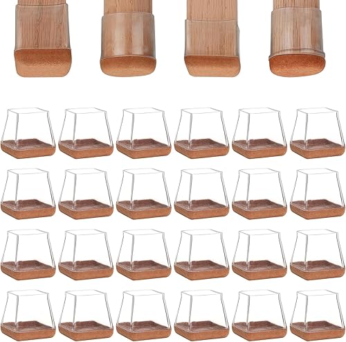 Miniatura 1 de Insdawn 24 protectores de patas de silla para suelos de madera dura, almohadilla de fieltro de silicona para patas de muebles para proteger suelos