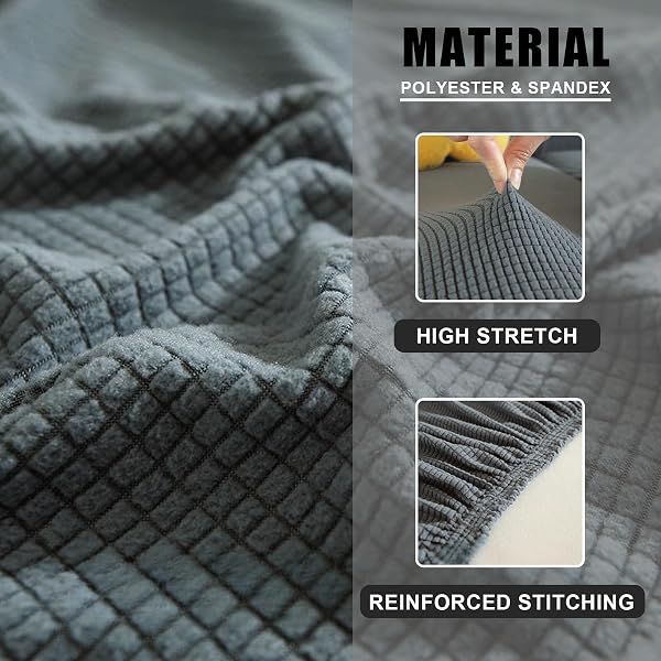 SYLC Bezüge Für Wohnwagenpolster Jacquard, rutschfeste Wohnmobil Sitzbezüge Mit 2 Cord, Sofa Sitzkissenbezug Für Schonbezug Wohnwagen Polster (Med Grey,W 95-115 cm, D 45-65 cm) - 5