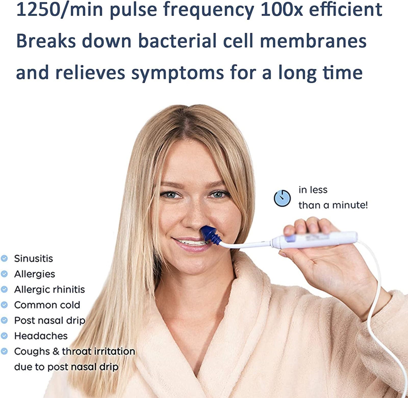 CEEBUS Neti Pot eléctrico portátil, 7 Modos de Limpieza de la Nariz, fitug pulsante Nasal Wash Sistema de Irrigación, Sinus Rinse Kit para Adultos Niño
