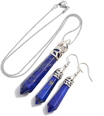 AD Beads Natural Gemstones Hexagonal Pointed Reiki Chakra Pendant And Earrings Set