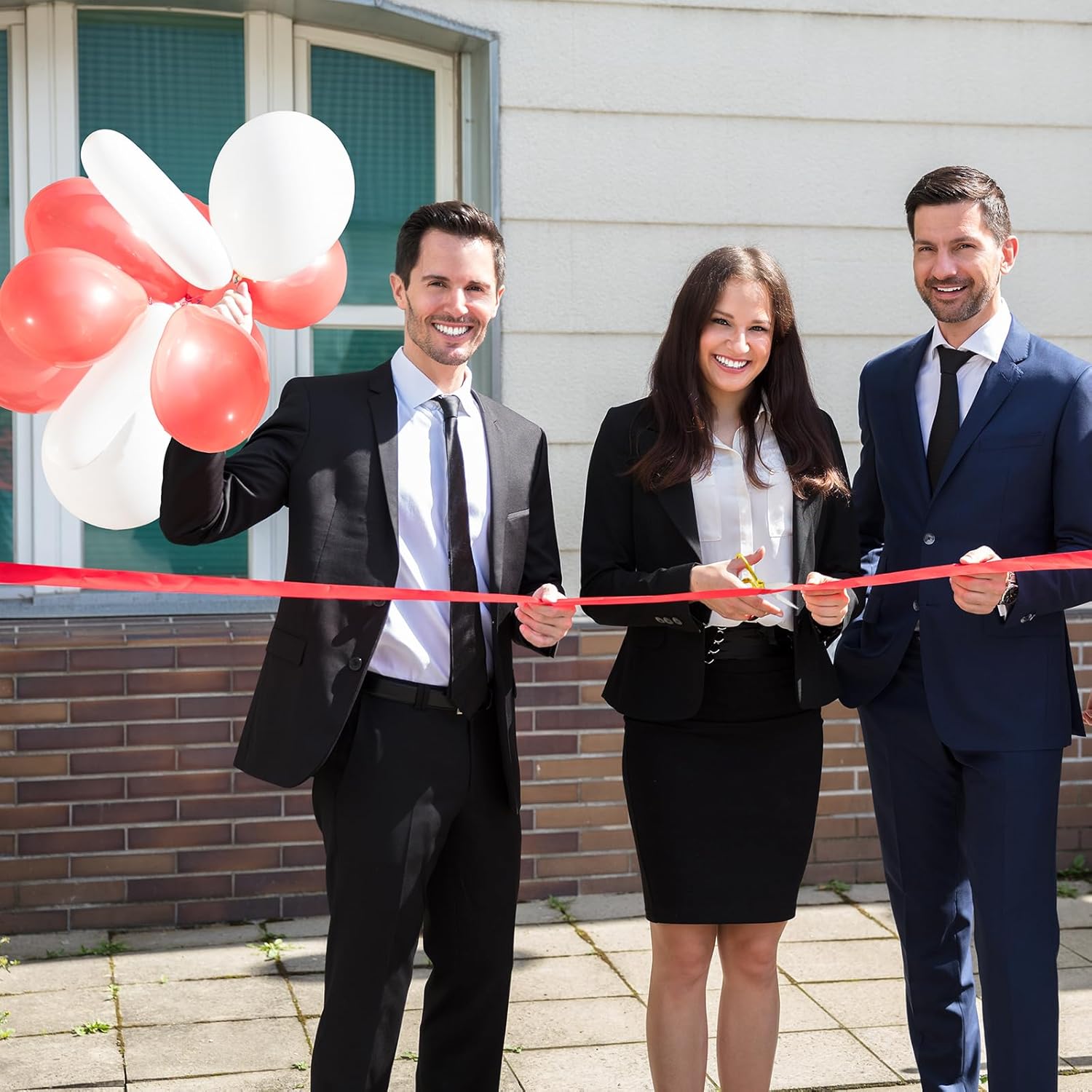 Amylove 6 Pcs Ribbon Cutting Scissors Metal Heavy Duty Stainless Steel Fabric Tailor for Ceremony Events Inaugurations Dressmaking Sewing Plastic Cardboard, 10.43 x 2.76 Inch (Style1,Gold)