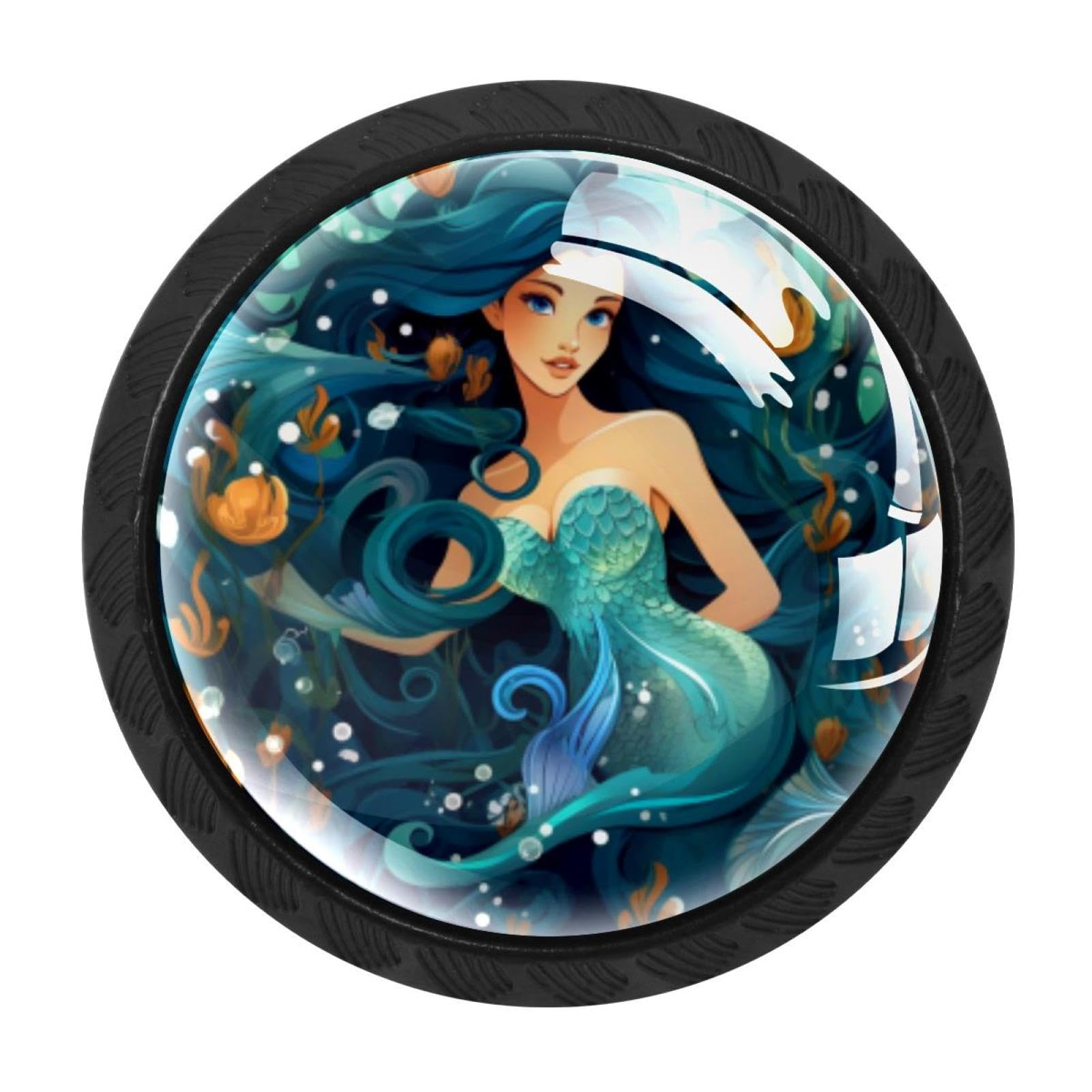 Chenzzzz Multicolored 05 4 Pcs Mermaid Cabinet Knobs Crystal Drawer Pulls For Kitchen, Bathroom Cabinet, Dresser And Cupboard