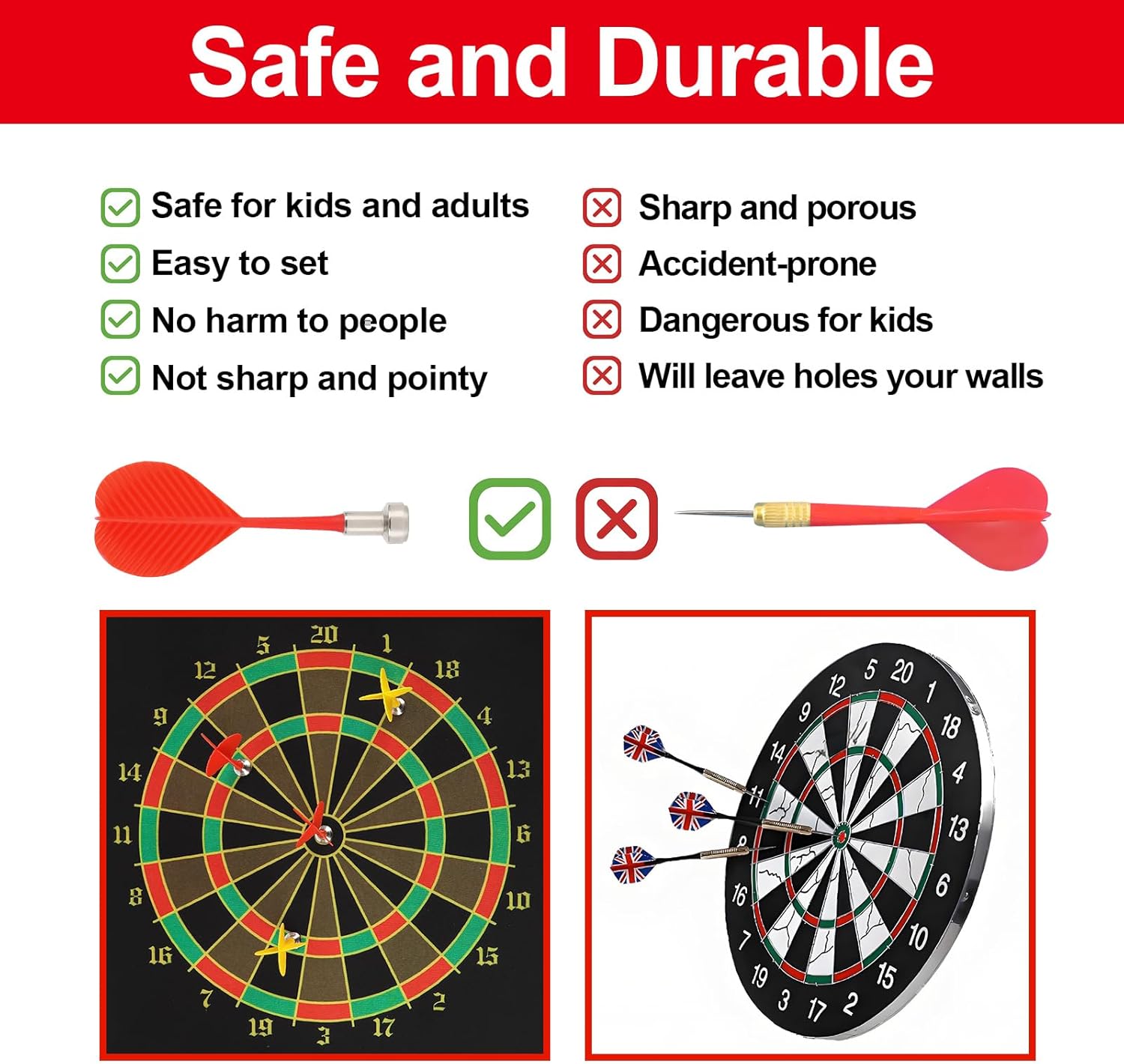 Magnetic Dart Board, 15 x 12 Inches Dart Boards for Youth Boys Girls, Two Sided Roll Up Dartboard,12 Magnetic Safe Darts, Indoor Outdoor Game, Room Decor, Best Gifts for Teen Boys 13-18 - Image 3