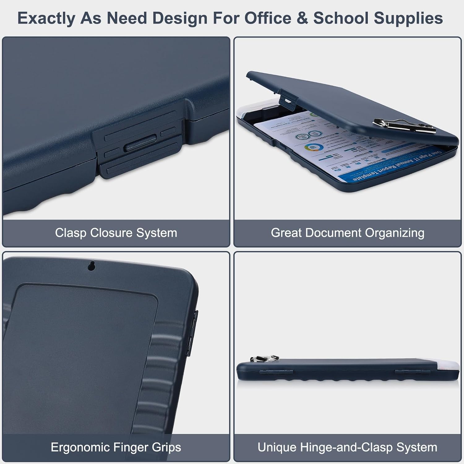 Clipboard with Storage, A4 Binder Nursing Clipboards with Pen Holder, Heavy Duty Storage Clipboards with Low Profile Clip, Clipboard Folder Side-Opening, Smooth Writing Clip Board (Navy Blue) image 4