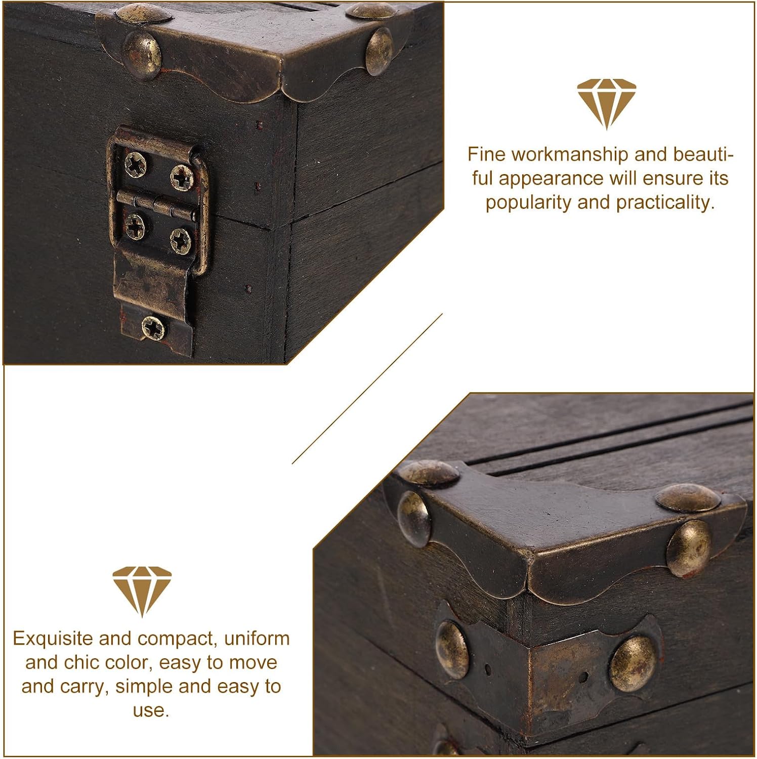 Healifty Wooden Pirate Treasure Chest Jewelry Box with Password Lock, Vintage Retro Style Compact Wood Treasure Case for Protecting Jewelry, for Parties and Decorative Storage