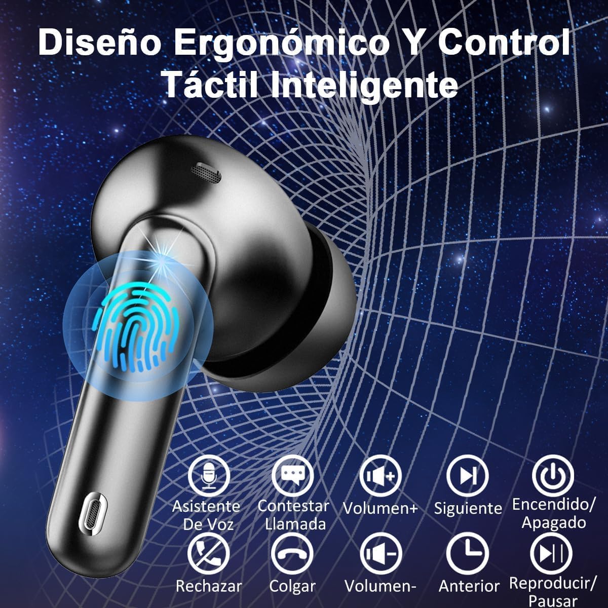 Auriculares Inalambricos Bluetooth, 2026 Cascos Inalambricos Bluetooth 5.4 HiFi Estéreo, 45 Horas Auriculares inalámbricos con ENC Cancelacion Ruido, IP7 Impermeable/Pantalla LED/Carga Rápida Tipo-C — view 7