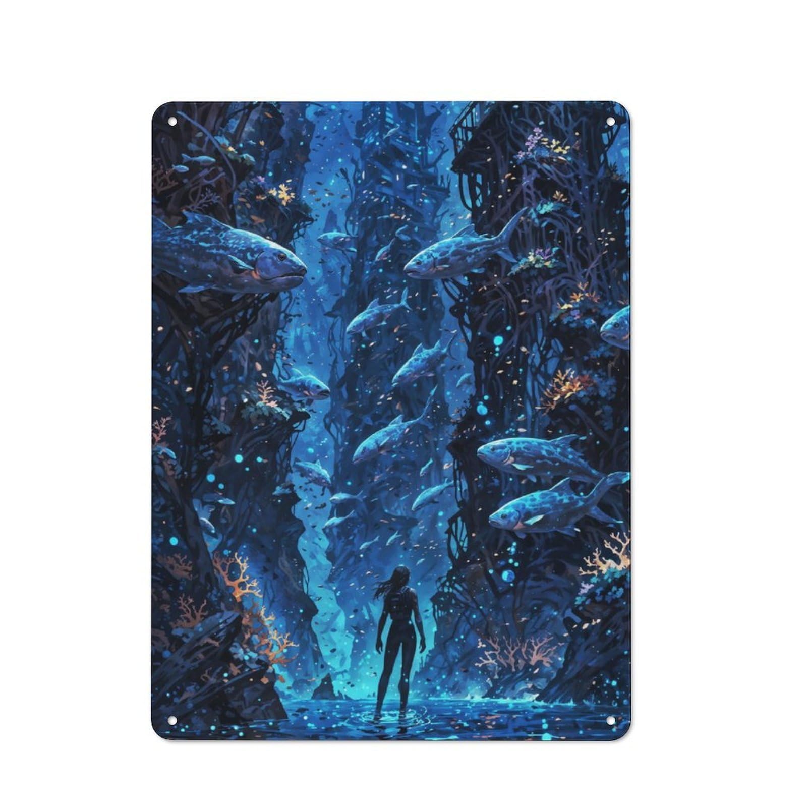 Junmoney Underwater Metropolis Classic Metal Gift Sign 40X30cm, Small Space Decor For Home, Shop, Pub Or Studio Wall
