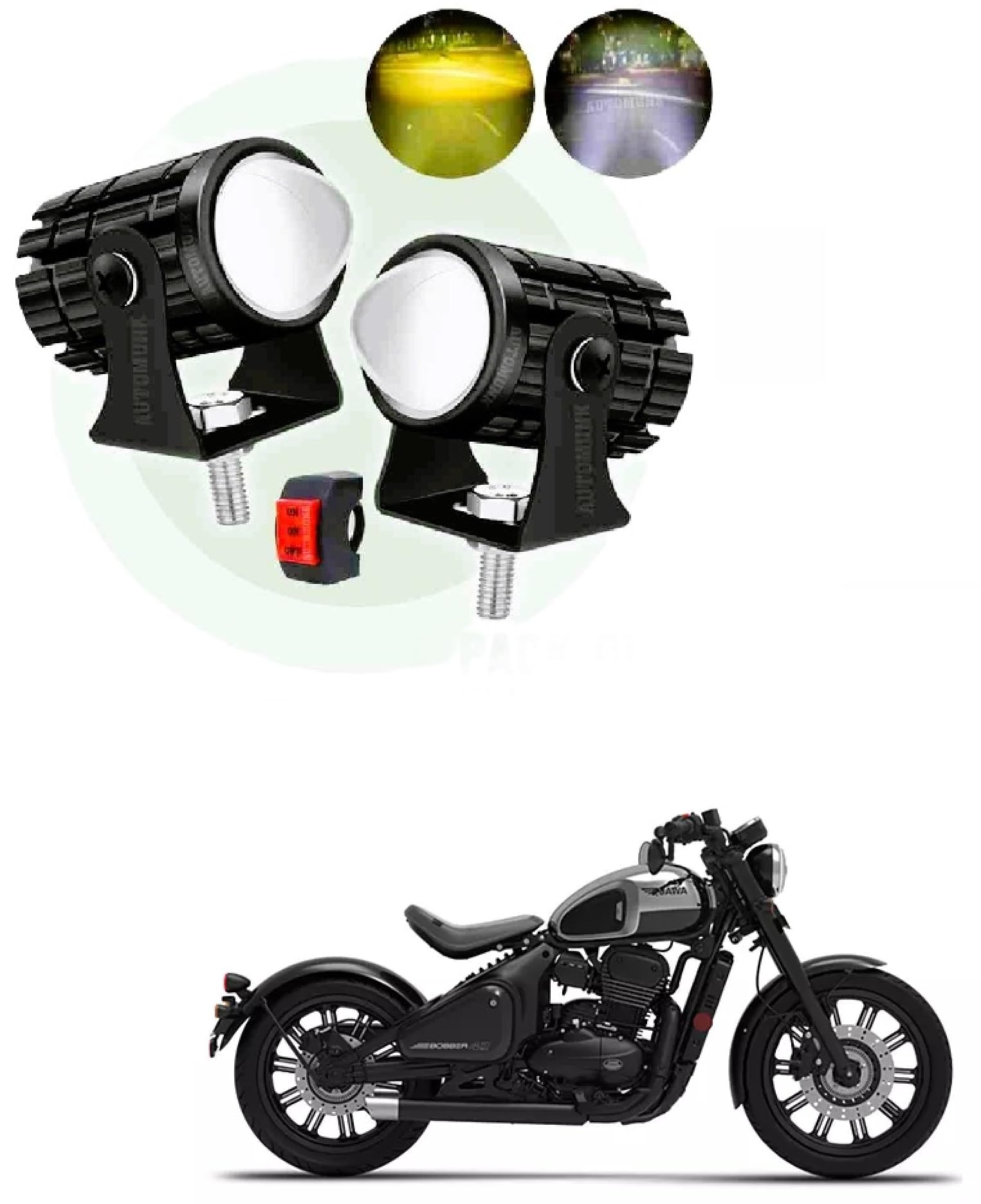 LED Fog Light Capable for Jawa 42 Bobber, 2 Mode Spotlight, (Pack OF 2 with Switch)-image-8