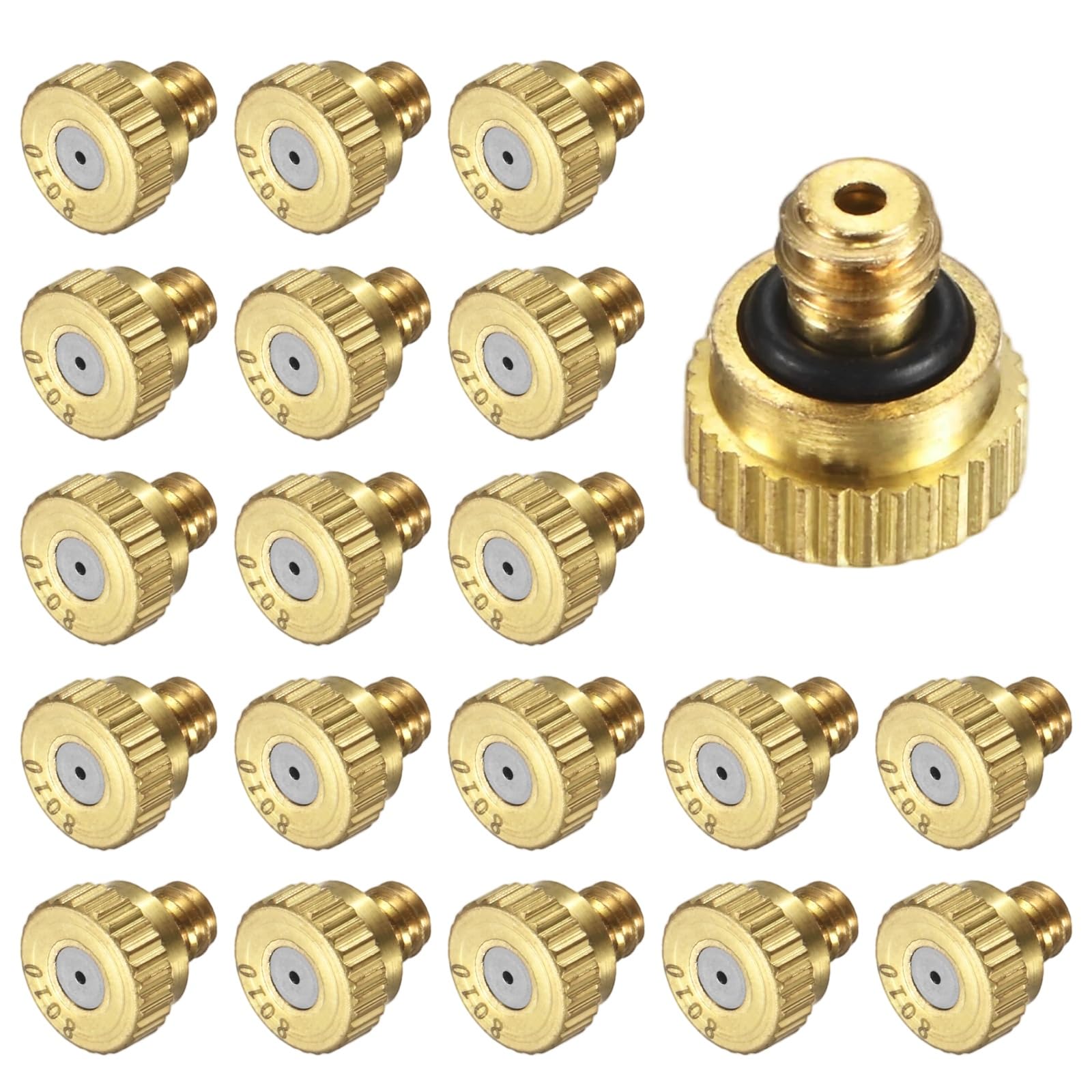 M METERXITY 20-Pack Brass Misting Nozzles 0.031in/0.8mm Orifice