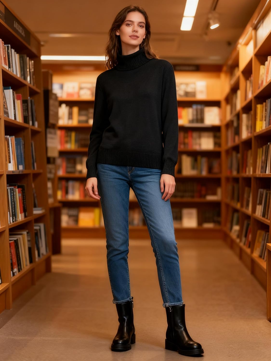 DAIMIDY Women's Turtleneck Sweater Long Sleeve Wool Blend Sweater Tops Fall Winter Outfits - Image 4