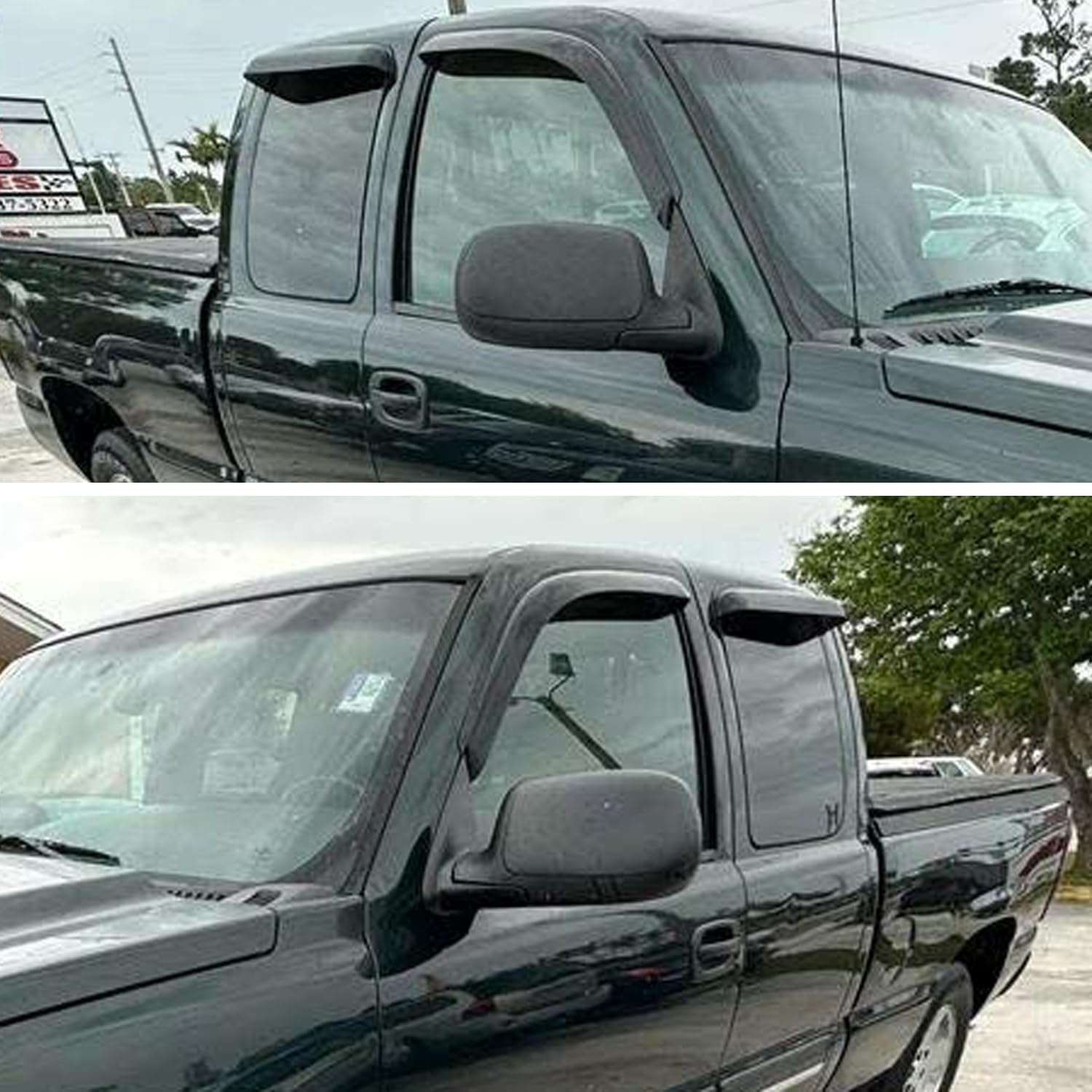 tape on window visors rain guards for chevy silverado & gmc sierra 1500/2500/3500/2500hd extended cab 1999-2006,window vent wind deflectors visors shades for 2007 silverado/sierra classic model,4pcs 1999-2006 silverado/sierra extended cab