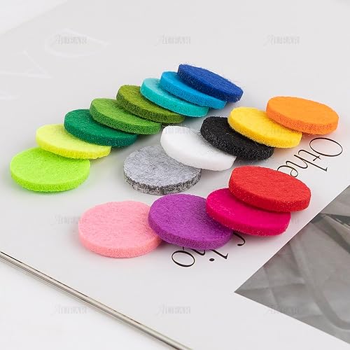 Miniatura 6 de AUEAR, Paquete de 200 almohadillas de fieltro de repuesto para difusor de aceite esencial, medallón colgante de collar, multicolor