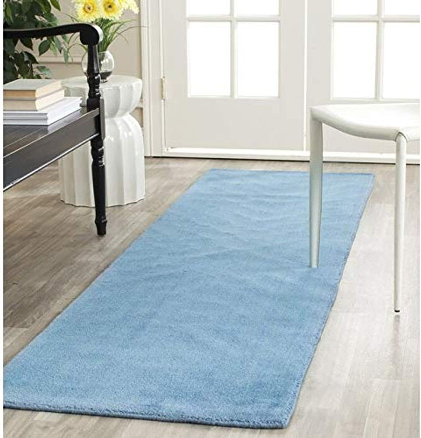 ZARA CARPETS; 'can change the floor ZARACARPETS Solid Plain Hand Made Rugs Runner Size 2 Feet by 6 Feet (2x6 feet) Teal