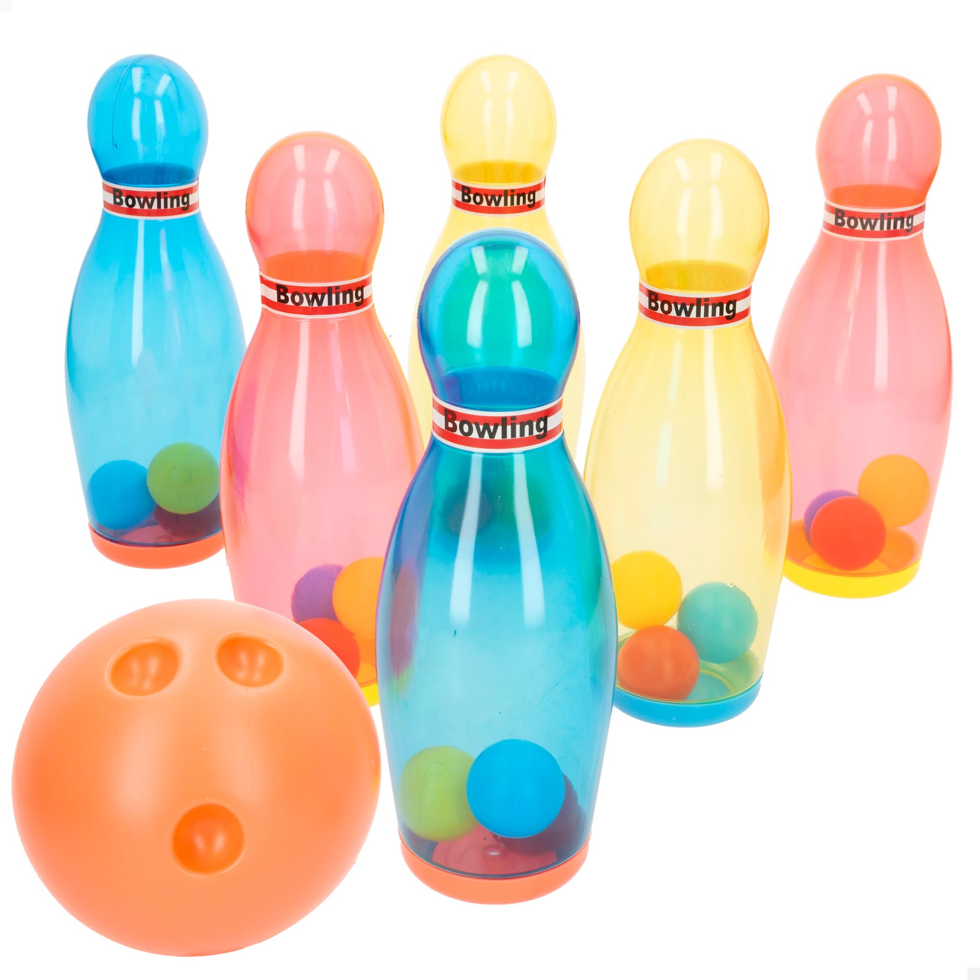 ColorBaby Fun Area! Juego de Bolos, Bolo 7,5x21 cm, Pelota de Ø10 cm, Juegos para niños Exterior, Juguete Infantil niño, Juego Entrenamiento, Juguetes Verano, A Partir de 3 años (47688)
