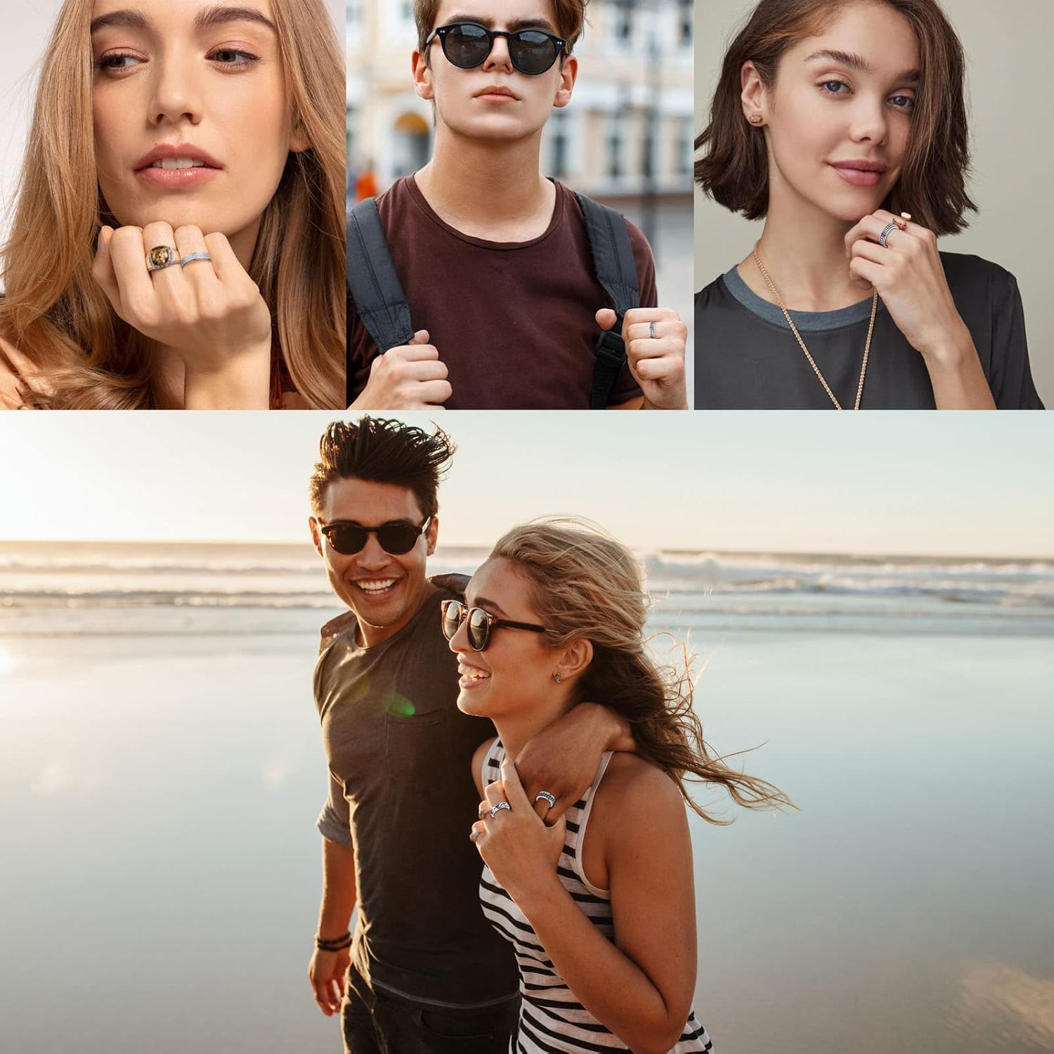 Miniatura 7 de Spinner Ring for Anxiety 8pcs Stainless Steel Fidget Rings Anti Anxiety Ring Spinning Moon Star Cool Stress Relieving Rings for Women Men Teens Girls