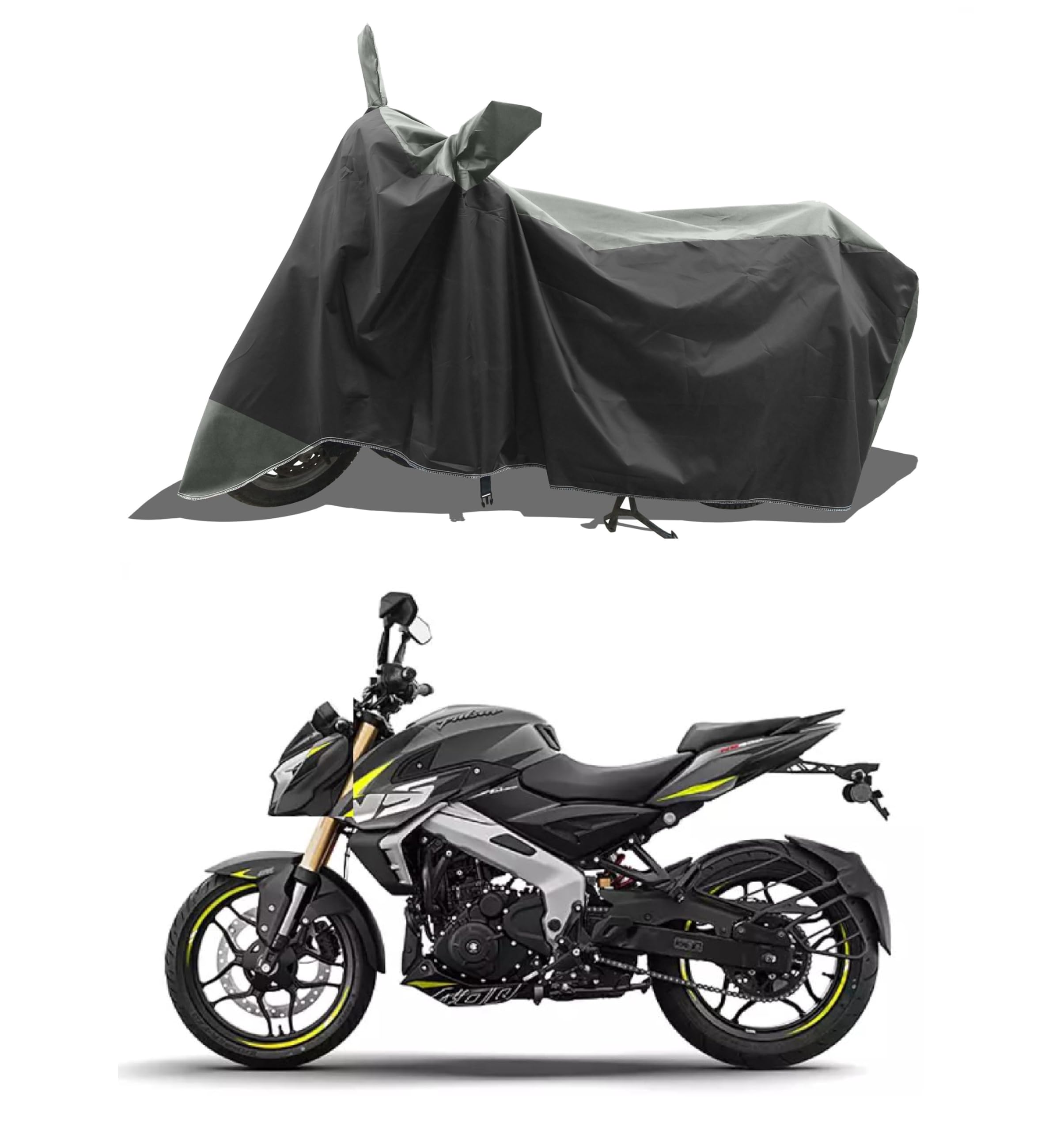 ROMEIZ - Two Wheeler - Bike Cover for Bajaj Pulsar NS400Z 2024 Bike Cover with Water-Resistant and Dust Proof Premium 190T Fabric_White Stripe-picture-20