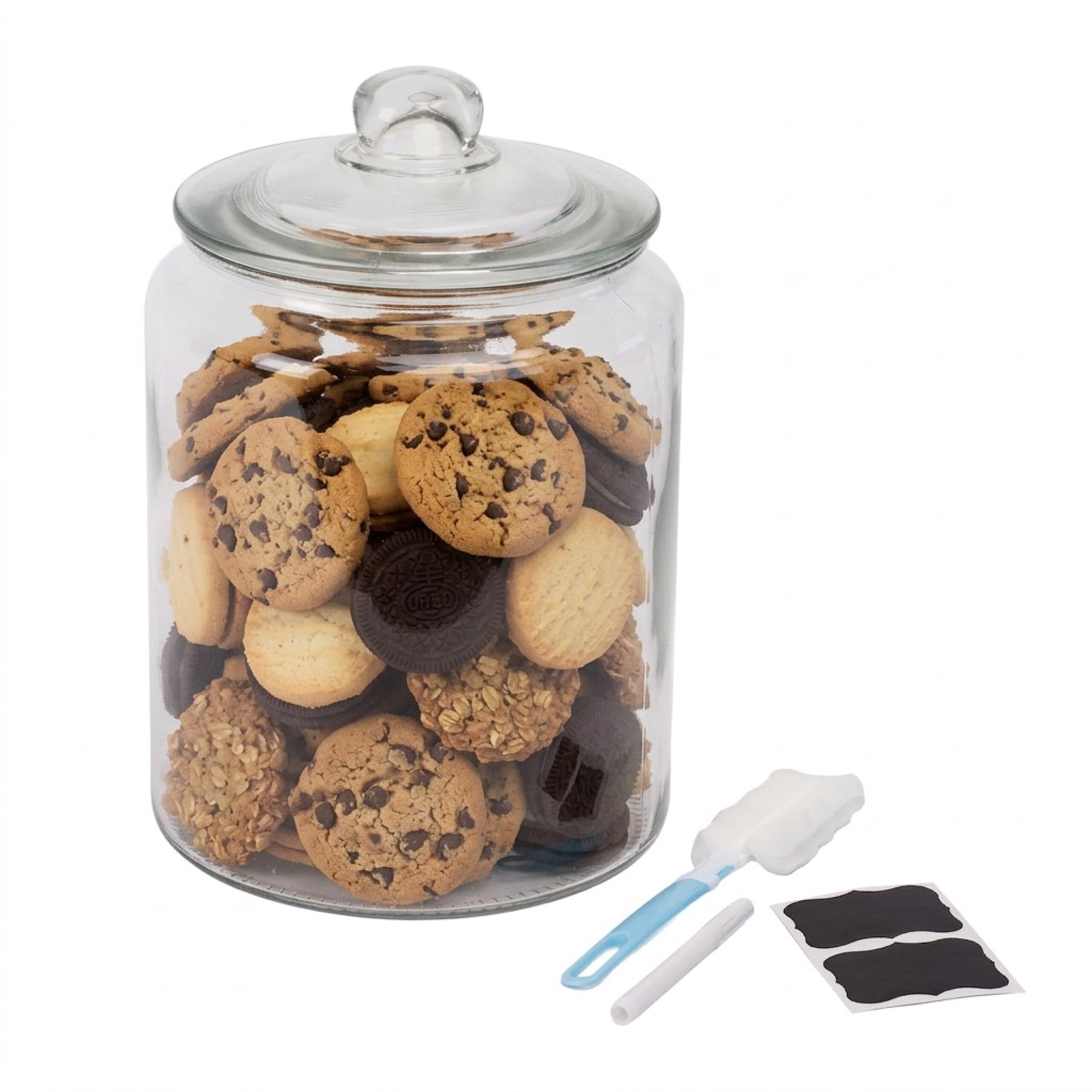 Relaxdays Bocal de conservation avec couvercle, 6 l, verre, H x D : 30 x 20 cm, rond, hermétique, transparent