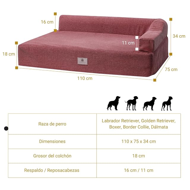 Foto 6 de 8 de SILVERWOOF Cama de Lujo Hecho a Mano ortopédica para Perros Grandes Zen Plus - 100% Impermeable y Lavable